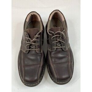 Clarks Espace Oxford Shoes Mens Size 10 W Brown Leather Lace Up 86235 EUC